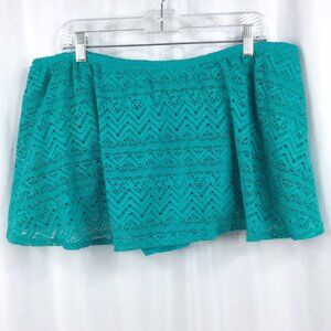 Catalina Swim Skirt Skort Womens Plus Size 3X 22W-24W Teal Crochet Lace Boho